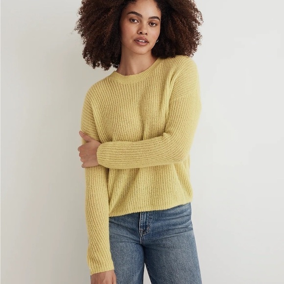 NWOT Madewell ribbed crewneck sweater heather citron - Picture 1 of 5
